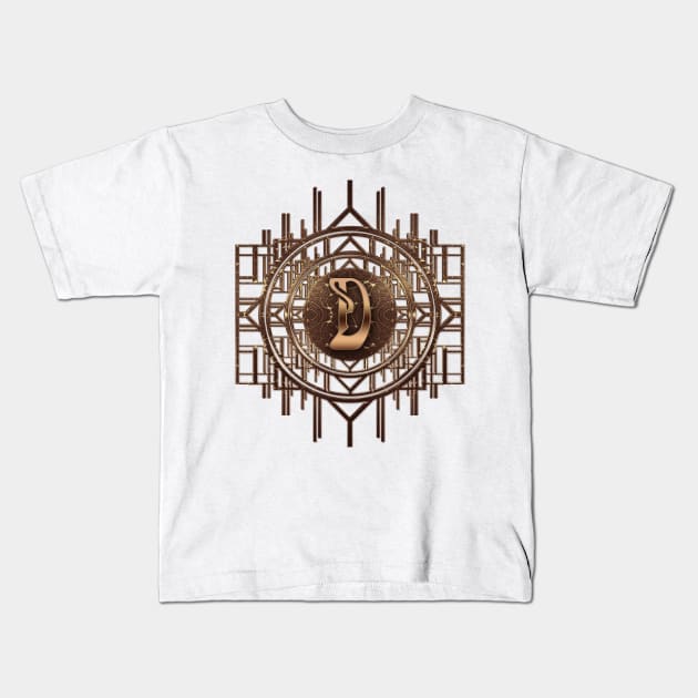 d letter initials design in antique golden vintage style Kids T-Shirt by designsbyxarah